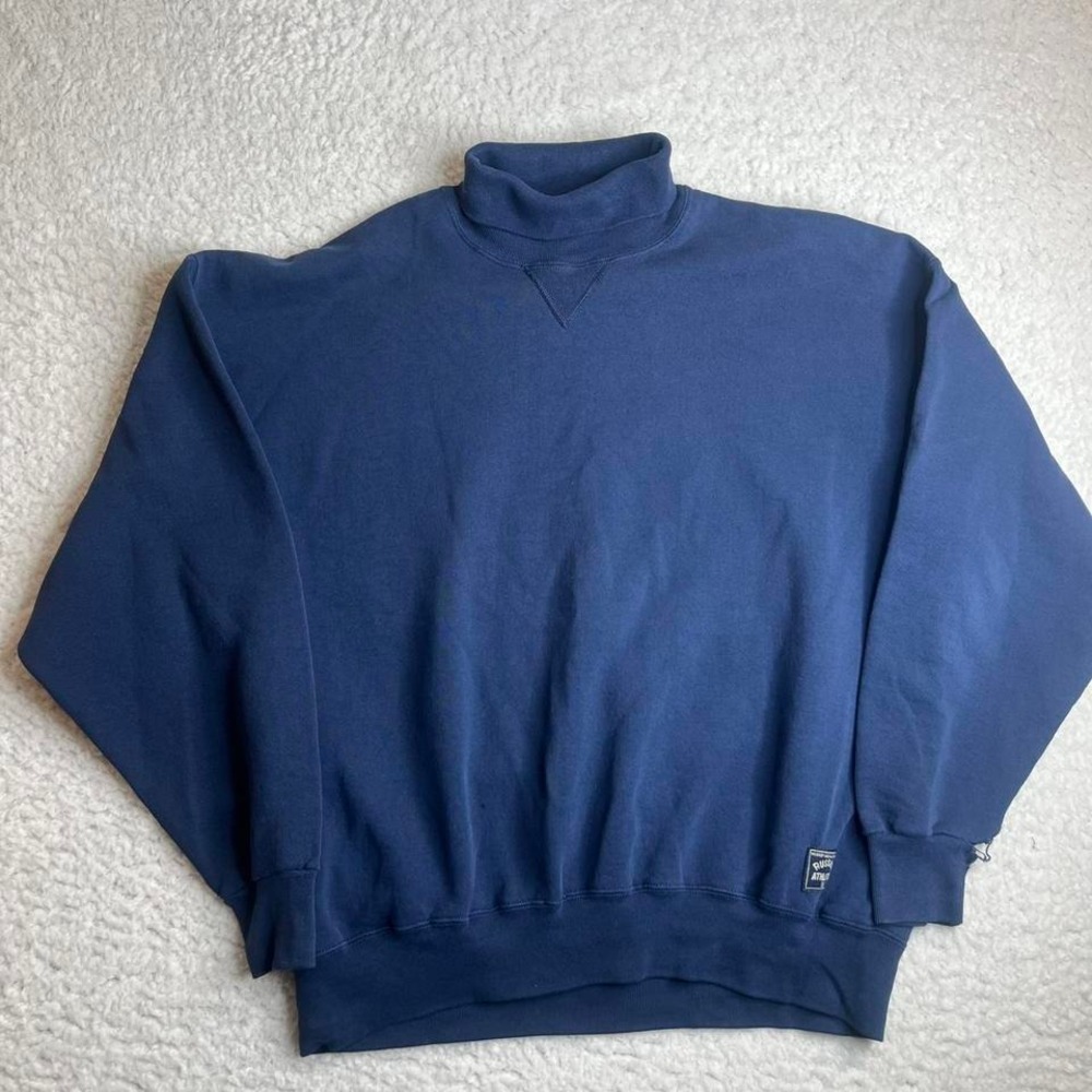 Vintage Russell athletic men navy blue shaul crew neck sweatshirt 90 USA made xl
